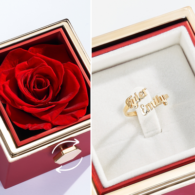 Eternal Rose Box & Name Ring