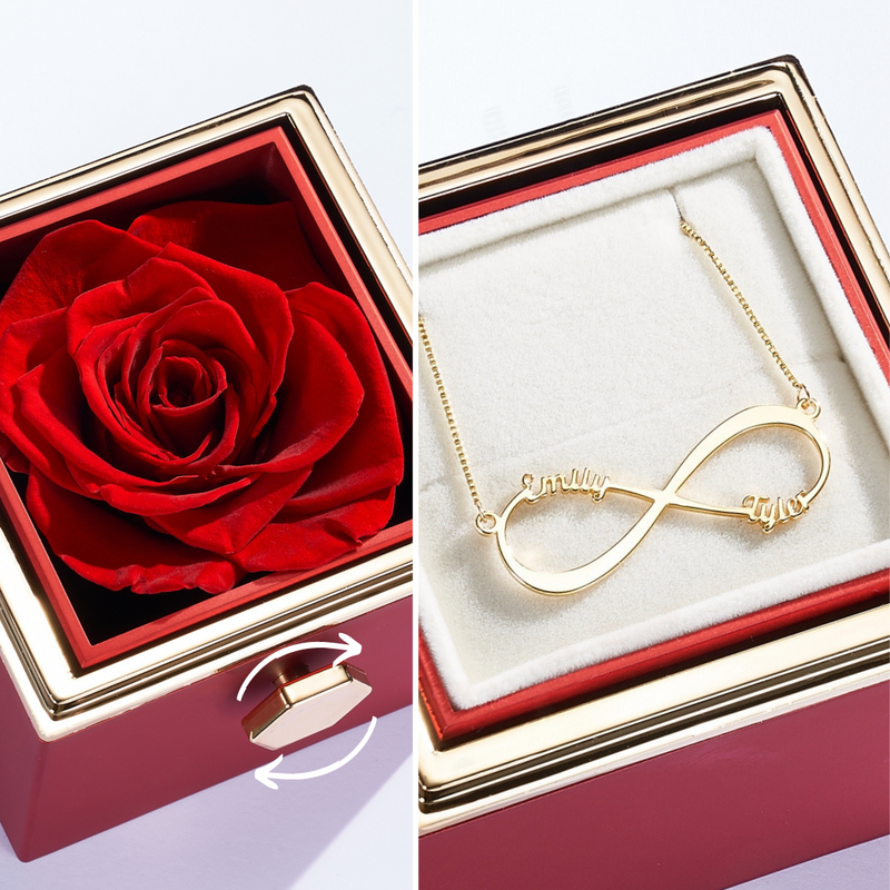 Eternal Rose Box & Name Necklace