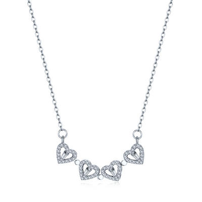 Silver Clover Hearts Necklace